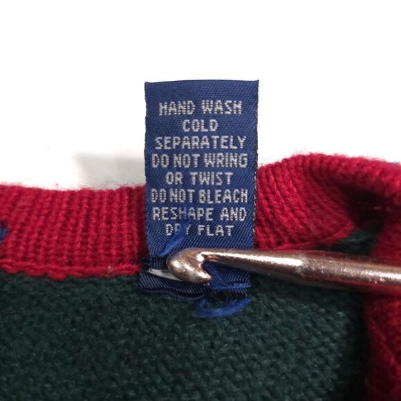 VTG Americana Christmas Sweater Cardigan XL Ugly Party USA 90s Wool Shoulder Pad - Picture 14 of 15